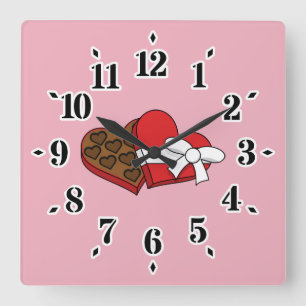 Schokolade am Valentinstag Quadratische Wanduhr