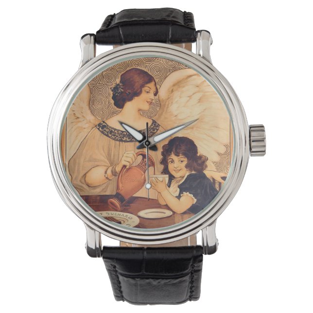Schokolade Angel Französische Antike Armbanduhr (Vorderseite)