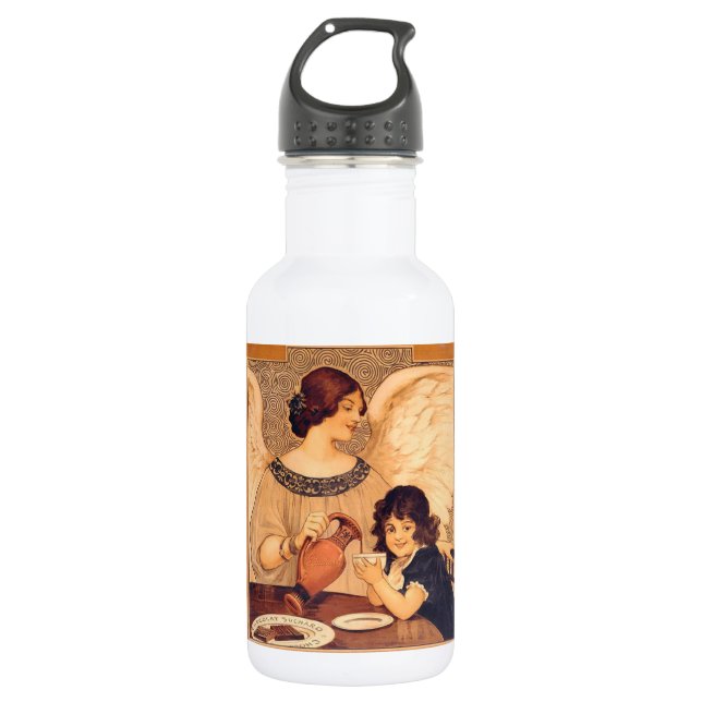 Schokolade Angel Französische Antike Edelstahlflasche (Vorderseite)