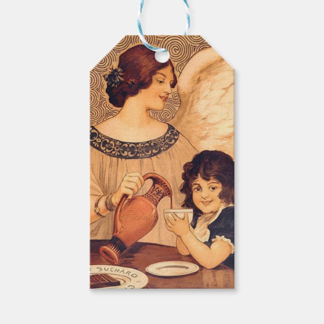 Schokolade Angel Französische Antike Geschenkanhänger (Vorderseite)