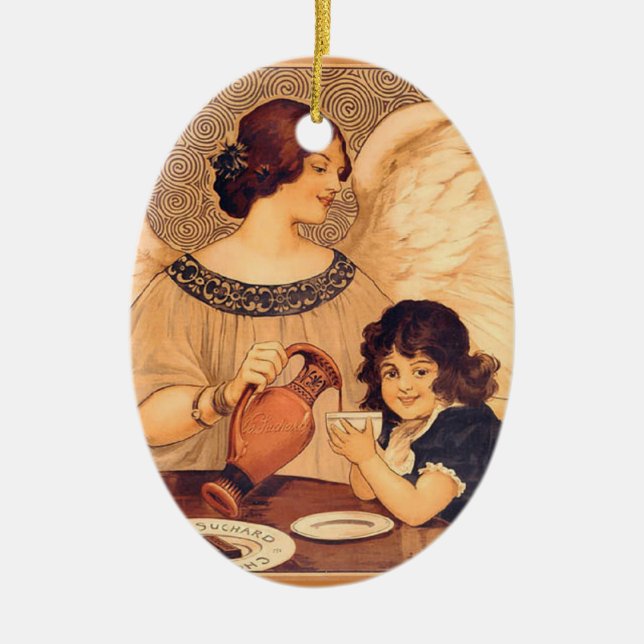Schokolade Angel Französische Antike Keramik Ornament (Vorne)
