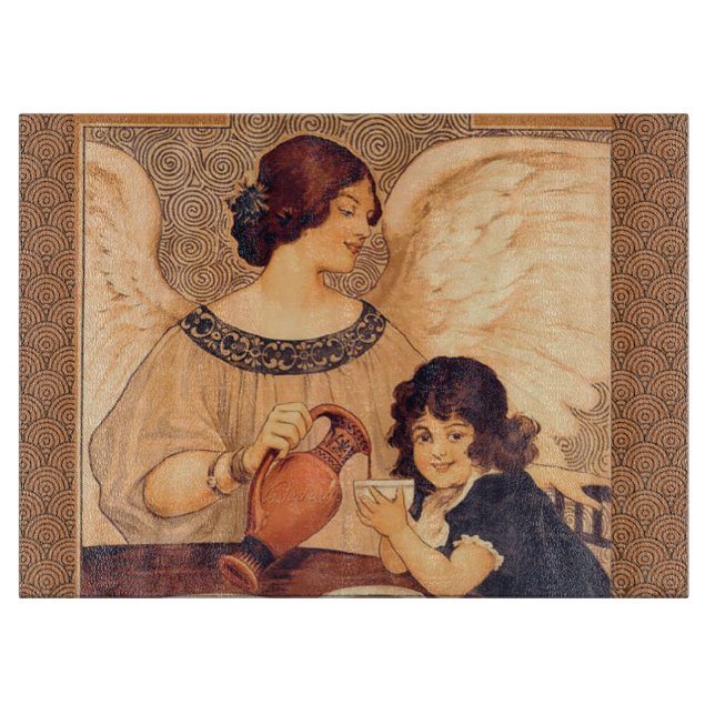 Schokolade Angel Französische Antike Schneidebrett (Vorderseite)