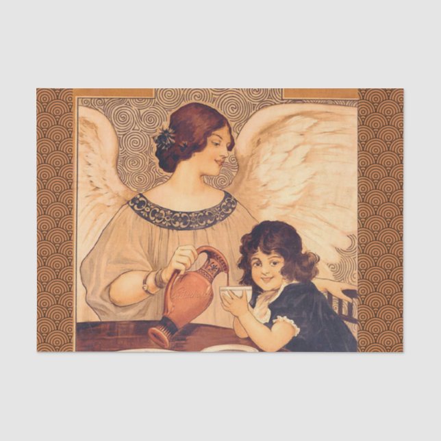 Schokolade Angel Französische Antike Seidenpapier (Vorderseite)