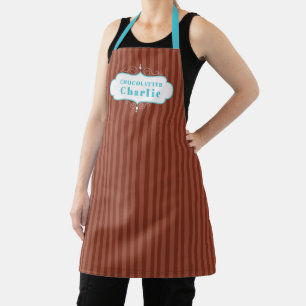 Schokolade, aquamarin-brauner Stripe-Schokoladenba Schürze