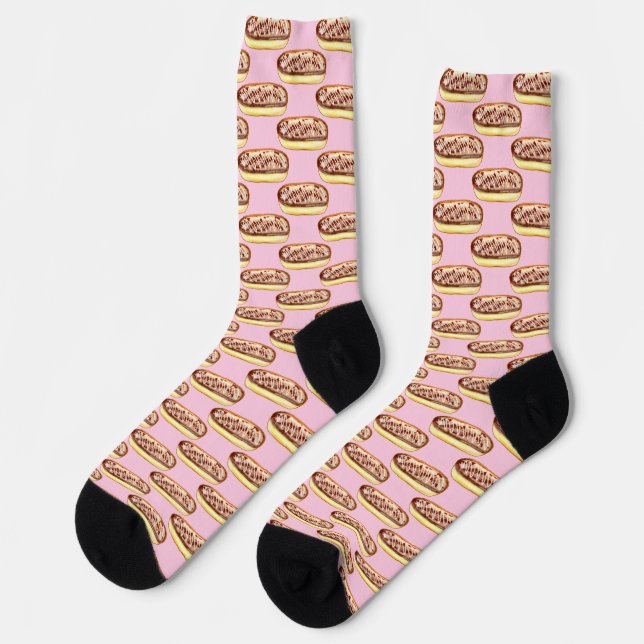 Schokolade Aquarellfarben Eclairs Donuts Socken (Linkes Detail)