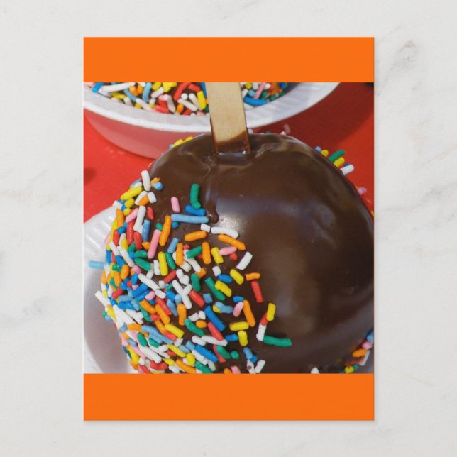 Schokolade bedeckte Apfelpostkarte Postkarte (Vorderseite)