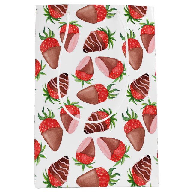Schokolade bedeckte Erdbeeren Mittlere Geschenktüte (Vorderseite)
