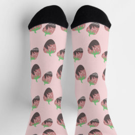 Schokolade bedeckte Erdbeeren Rosa Früchte Socken