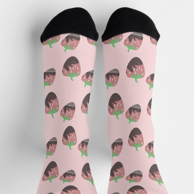 Schokolade bedeckte Erdbeeren Rosa Früchte Socken (Oben)
