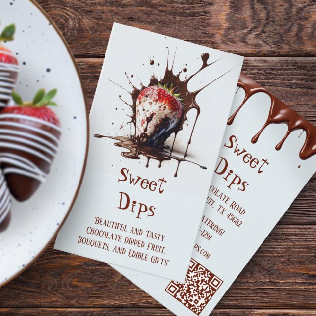 Schokolade bedeckte Erdbeeren-Tropfen Visitenkarte (Chocolate Covered Strawberry Drips Business Card)