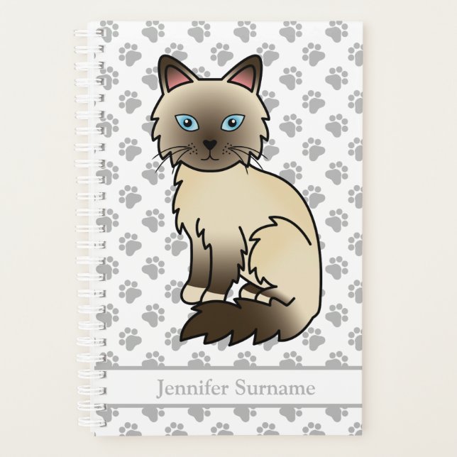 Schokolade Birman/Ragdoll Cat and Paws & Text Planer (Vorderseite)