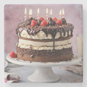 Schokolade Birthday Cake mit Erdbeeren, Steinuntersetzer