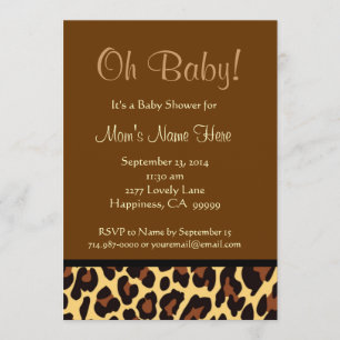 Schokolade Black-Gold-Leopard-Babydusche Einladung