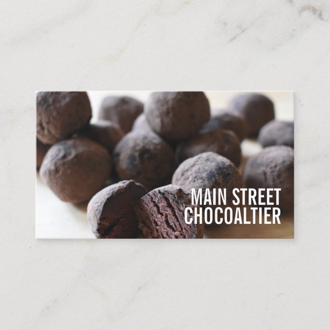 Schokolade Bon Truffles Candy Chocolatier Shop Visitenkarte (Vorderseite)