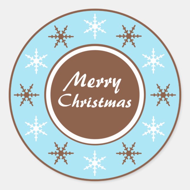 Schokolade Braun & Blau Weihnachtskleber Runder Aufkleber (Vorderseite)