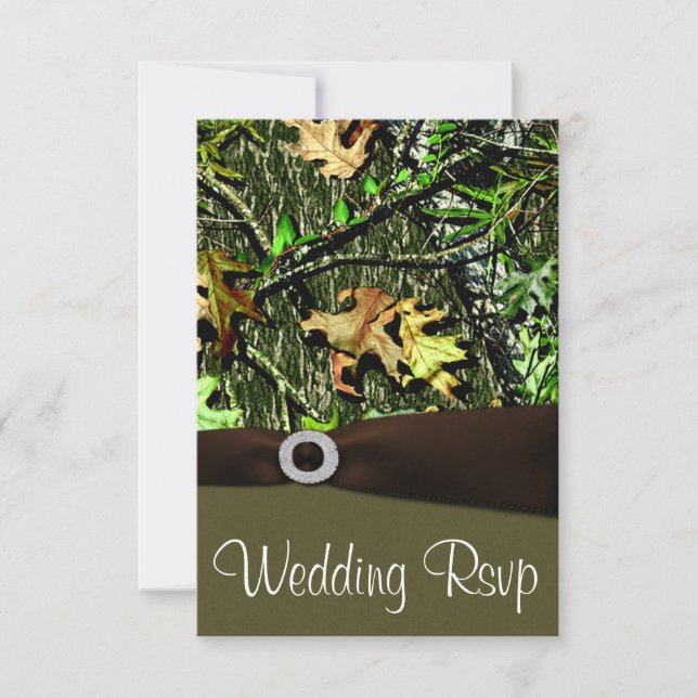 Schokolade Braun Jagen Camouflage Hochzeitskarte RSVP Karte (Vorderseite)