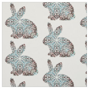 Schokolade Braun und Blues Mandala Bunny Stoff