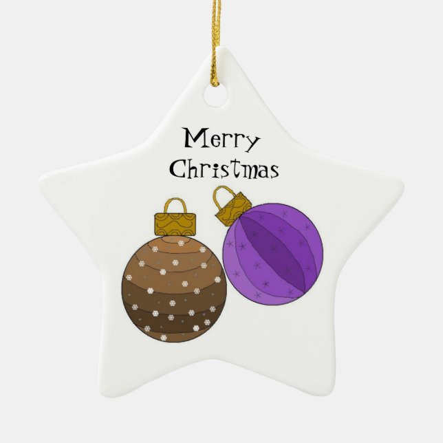 Schokolade Braun und Lila Weihnachtsdekorationen Keramikornament (Vorne)