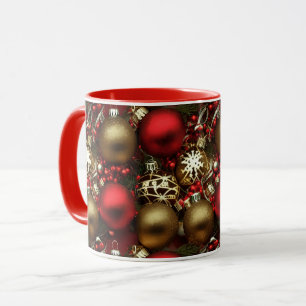 Schokolade Braun und Ruby Rote Weihnachtsschmuck Tasse