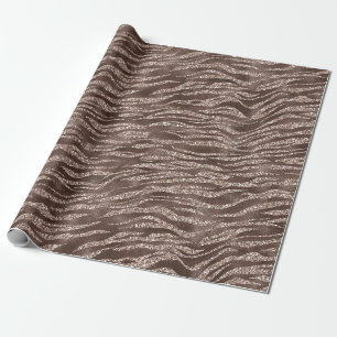 Schokolade Braun Zebra Glitzer Geschenkpapier