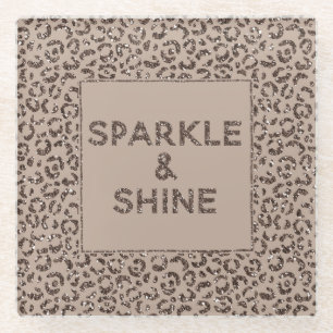 Schokolade Braune Mocha Cream Leopard Glitzer Shin Glasuntersetzer