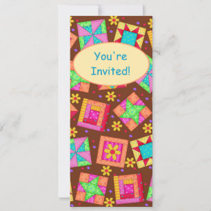 Schokolade Braune Patchwork Quilt Block Art Einladung