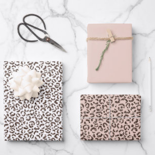 Schokolade Brauner Leopard Glitzer Blush Peach Geschenkpapier Set
