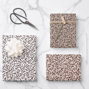Schokolade Brauner Leopard Glitzer Geschenkpapier Set