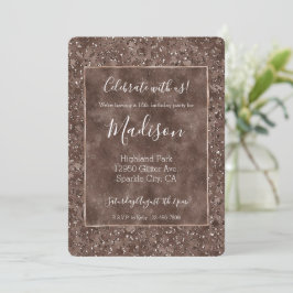 Schokolade Brauner Leopard Print Glitzer Einladung