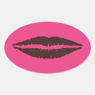 Schokolade Brauner Lipstick Druck Rosa Oval Aufkle Ovaler Aufkleber