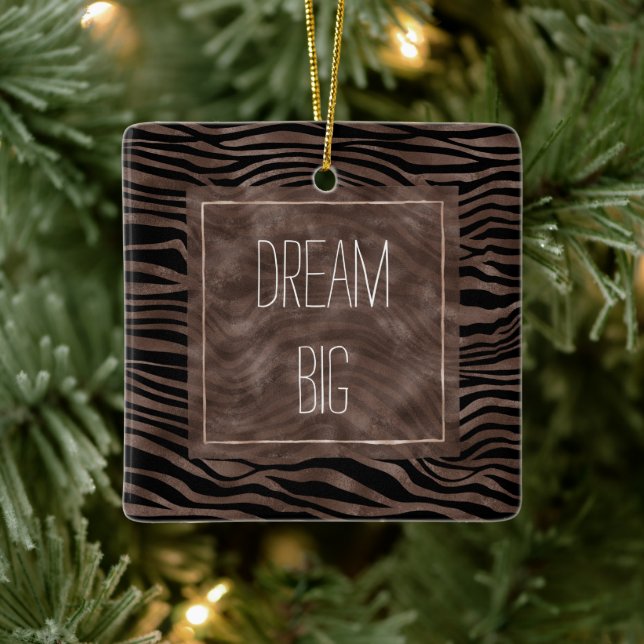 Schokolade Brawn Black Zebra Print Keramikornament (Baum)