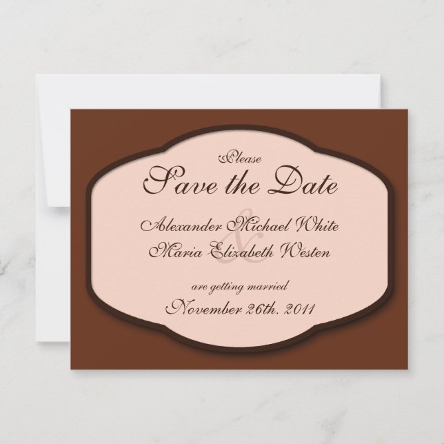 Schokolade Brown & Beige Hochzeit Retten Sie die T Einladung (Vorderseite)