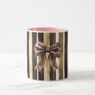 Schokolade Brown Candy Stripes Bow Tasse