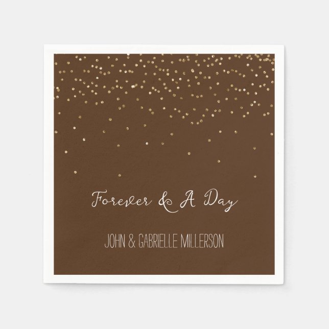 Schokolade Brown Gold Glam Confetti Serviette (Vorderseite)