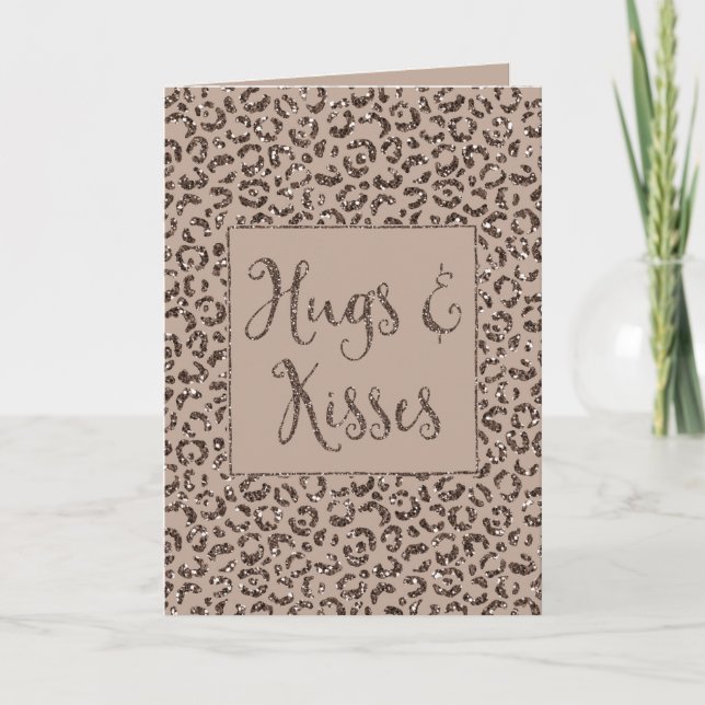 Schokolade Brown Mocha Cream Leopard Glitzer Kisse Karte (Vorderseite)