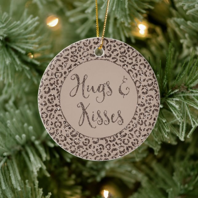 Schokolade Brown Mocha Cream Leopard Glitzer Kisse Keramik Ornament (Baum)