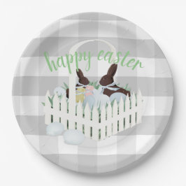 Schokolade Bunnies Eier Grau Osterplatten Pappteller