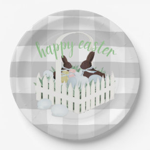 Schokolade Bunnies Eier Grau Osterplatten Pappteller