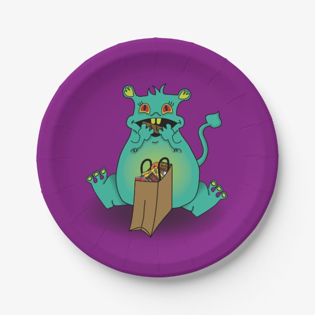 Schokolade Candy Monster Pappteller (Vorderseite)