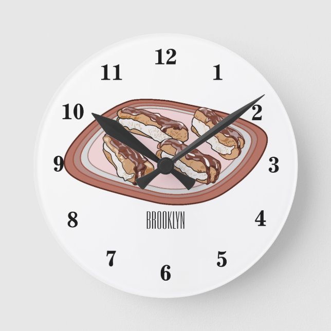 Schokolade Cartoon Illustration Runde Wanduhr (Vorderseite)