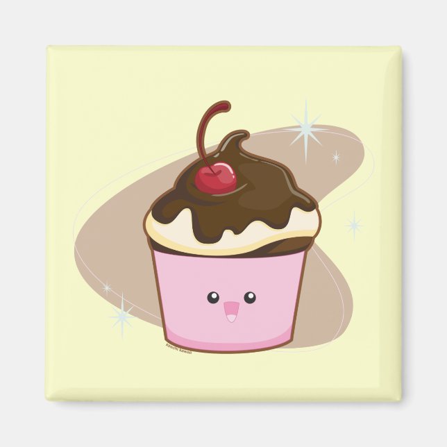 Schokolade Cherry Cupcake Magnet (Vorne)