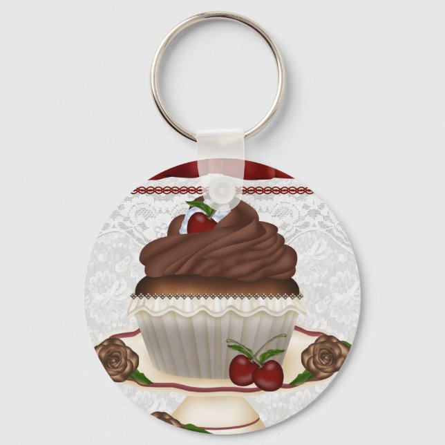 Schokolade Cherry Cupcake Schlüsselanhänger (Vorderseite)