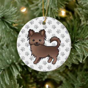 Schokolade Chihuahua Cartoon Dog & Paws Keramik Ornament