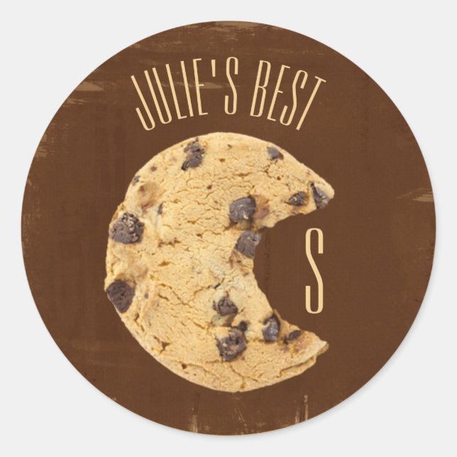 Schokolade Chip Cookie Bite Classic Round Sticker (Vorderseite)