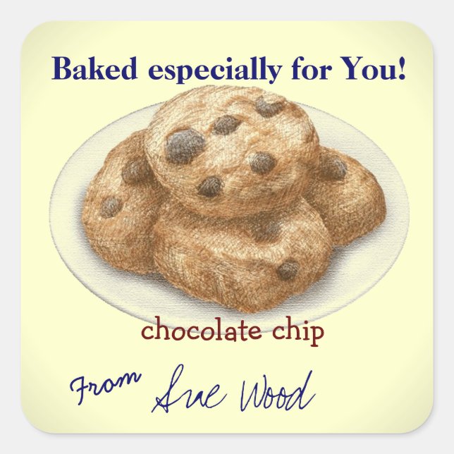 Schokolade Chip Cookie Geschenkartikel Quadratischer Aufkleber (Vorderseite)