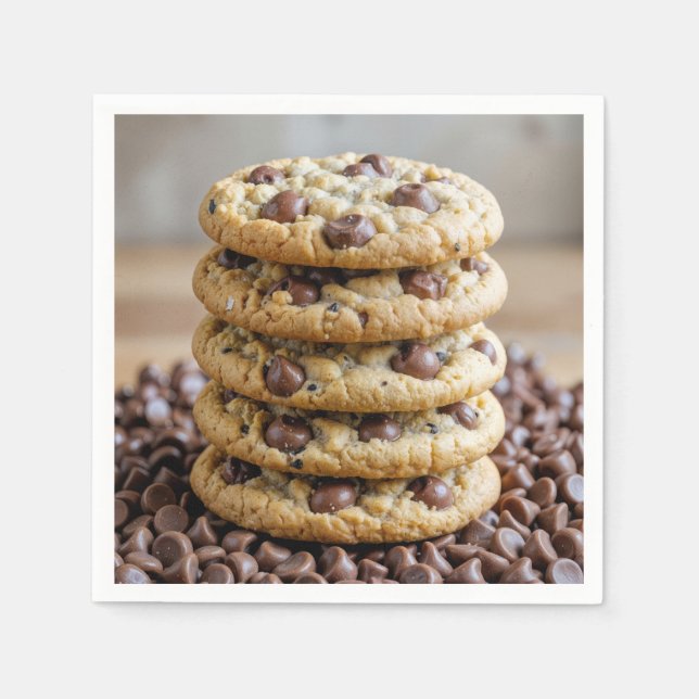 Schokolade Chip Cookies auf Schokoladenwürmern Serviette (Vorderseite)