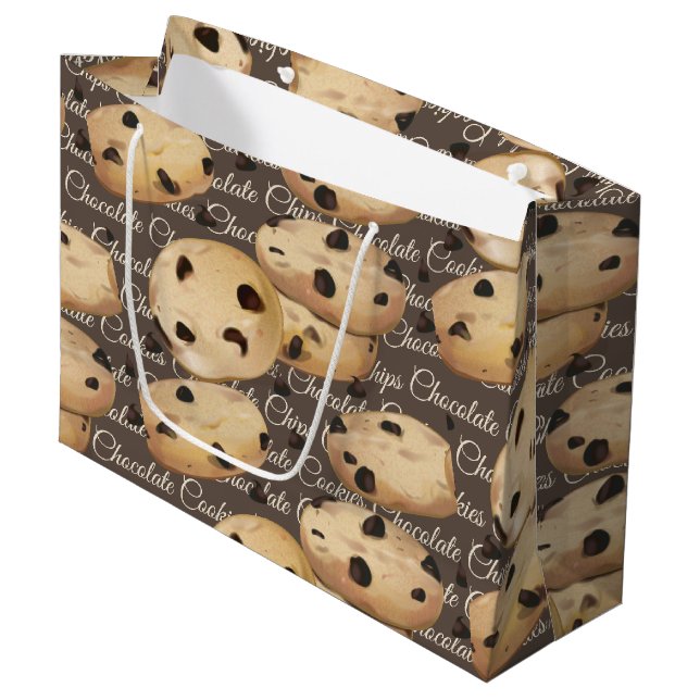 Schokolade Chip Cookies Backen Große Geschenktüte (Vorderseite Schrägansicht)