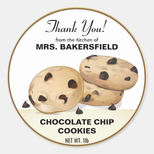 Schokolade Chip Cookies Danke, dass Sie ein Gesche Runder Aufkleber (Vorderseite)