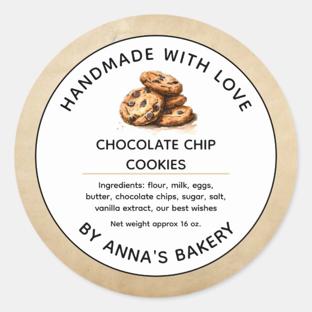 Schokolade-Chip-Cookies für kleine Unternehmen Runder Aufkleber (Vorderseite)