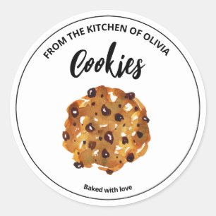 Schokolade Chip Cookies gebacken mit Liebe Aufkleb Runder Aufkleber